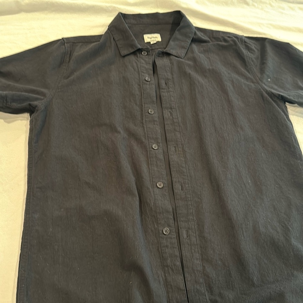 Mens rhythm linen cotton Hawaiian shirt size large black